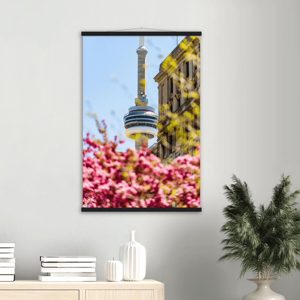 Toronto CN Tower Through the Flowers Premium Poster & Hanger Shaky Shutter