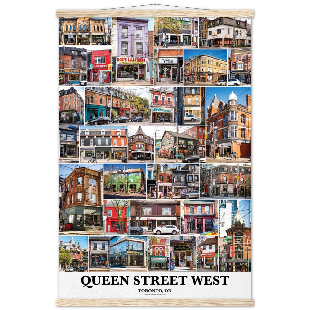 24x36" Queen Street west Toronto Ontario Poster & Hanger