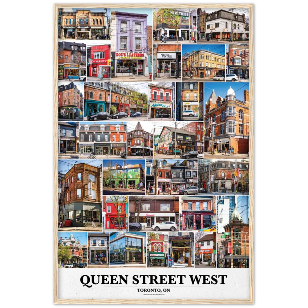 24x36" Queen Street west Toronto Ontario Framed Poster Wall Art