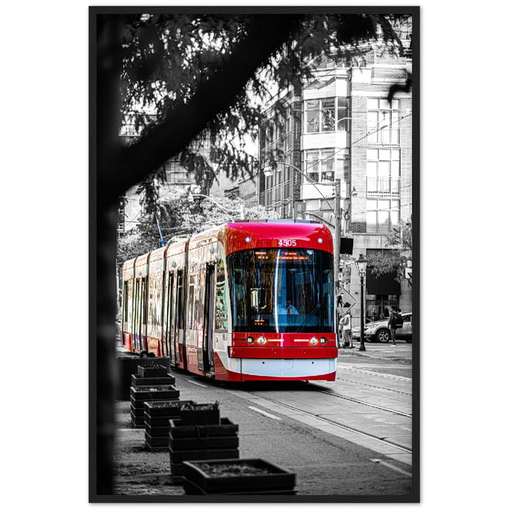 TTC Streetcar on King, Toronto Ontario Premium Wooden Framed Poster Wall Art