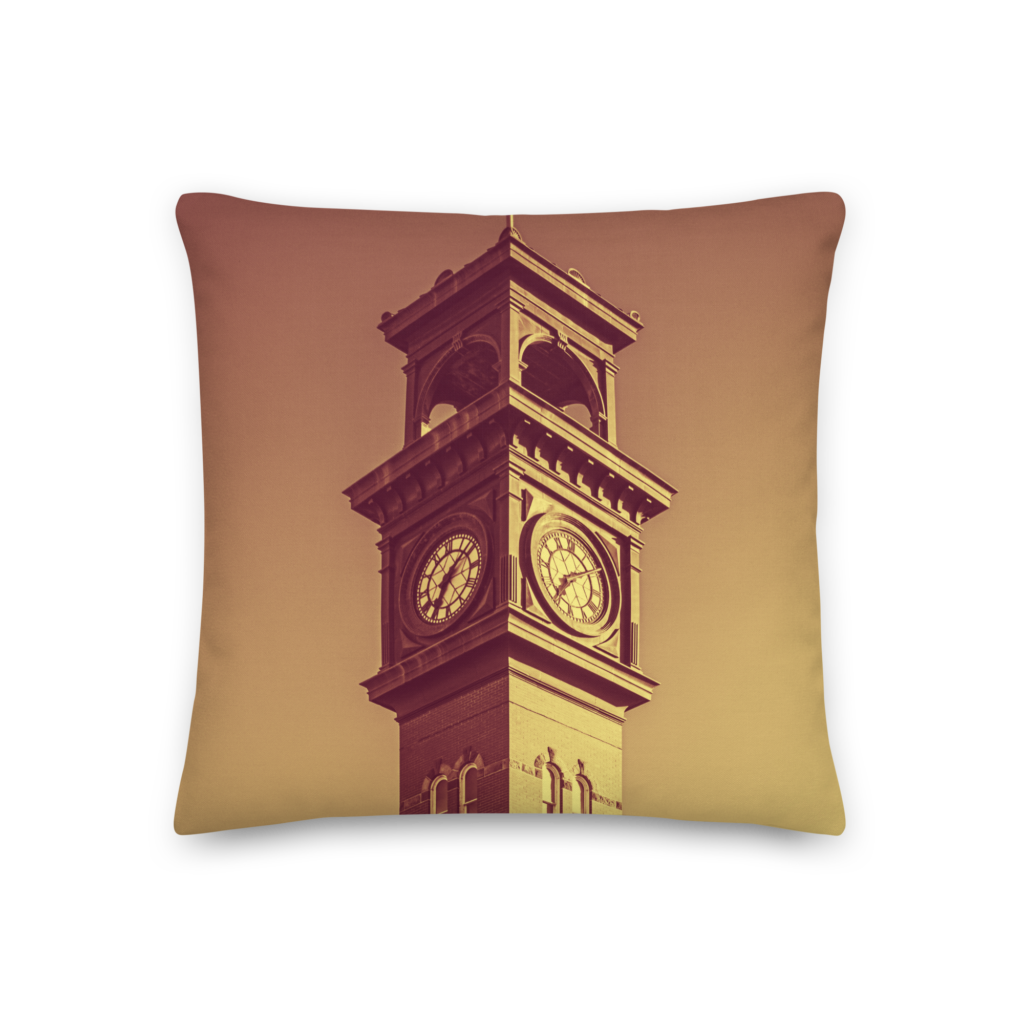 BRICK CLOCK TOWER Premium Throw Pillow