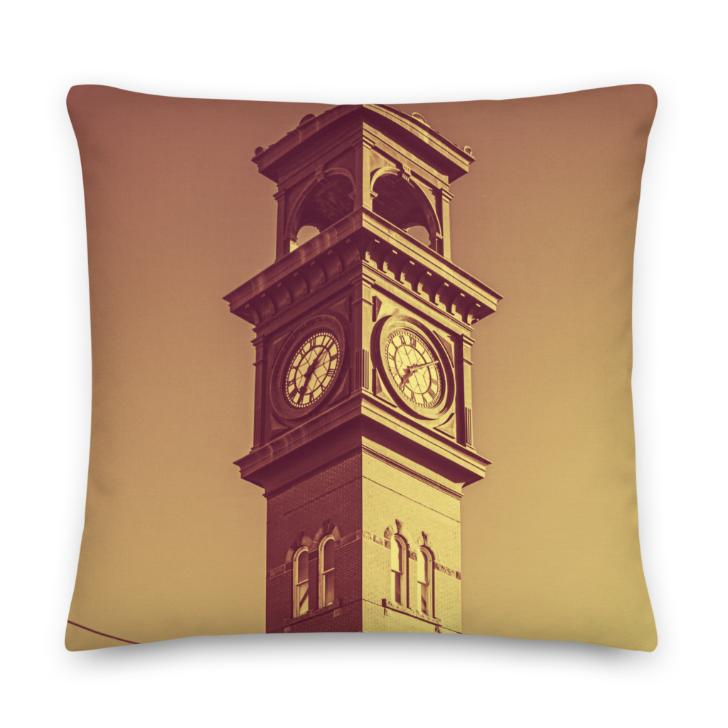 BRICK CLOCK TOWER Premium Throw Pillow